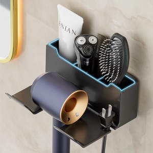 Hair dryer storage rack, non perforated bathroom multifunctional hair dryer wall hanging rack, Dyson air duct, bathroom storage rack