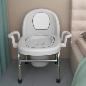 Folding steel pipe toilet for the elderly, mobile toilet for pregnant women, household odor proof stool chair, squatting toilet artifact
